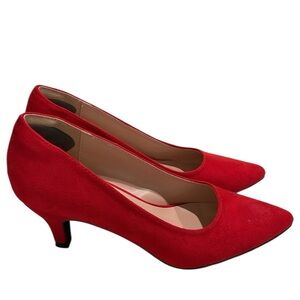 Chollima Red Suede Kitten Heel Pumps SZ 7